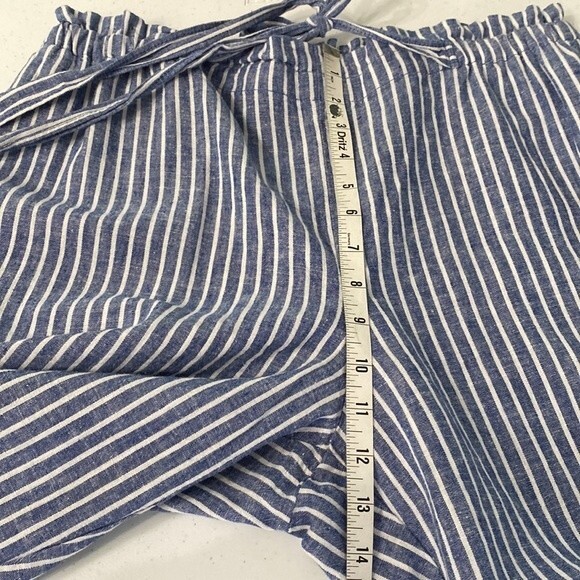 Beachlunchlounge Giavanna Stripe Linen Cotton Tie Pull On Beach Pants Cerulean - Picture 14 of 15